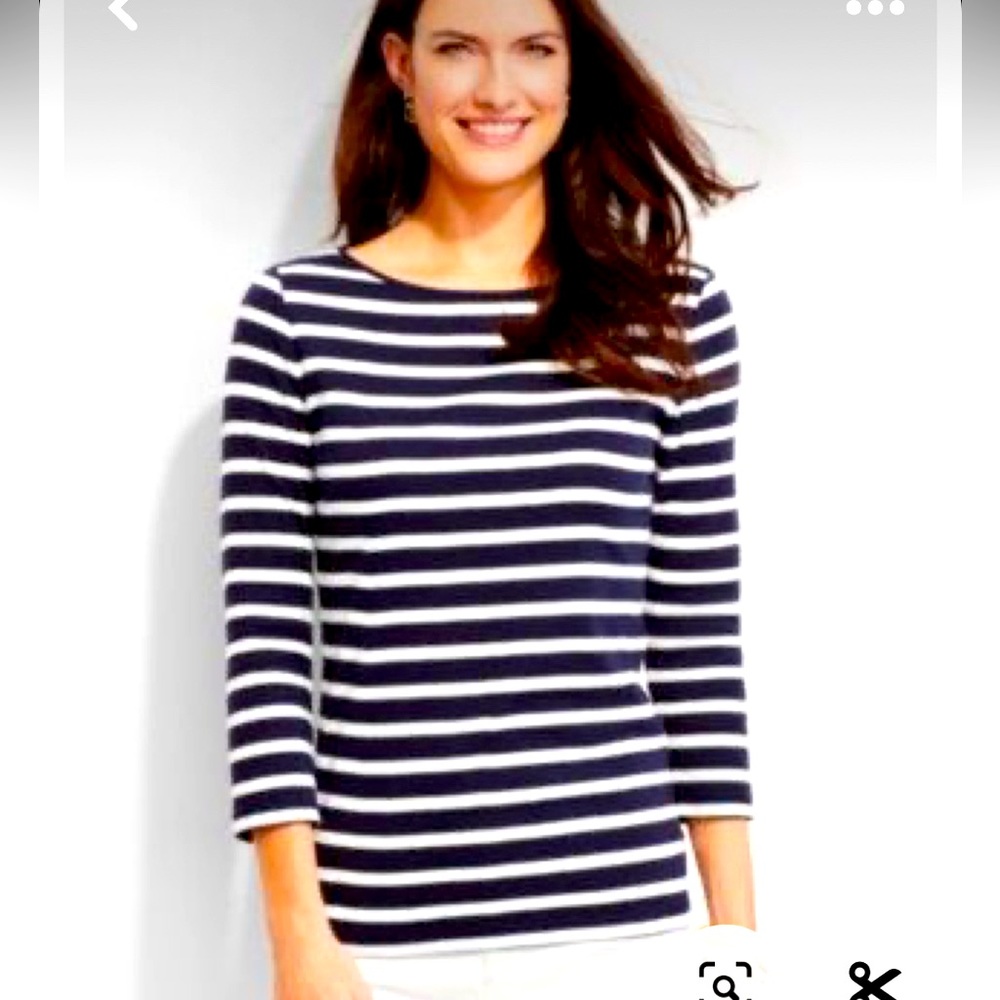 Talbots Navy/White stripe 3/4 sleeve top. 3X